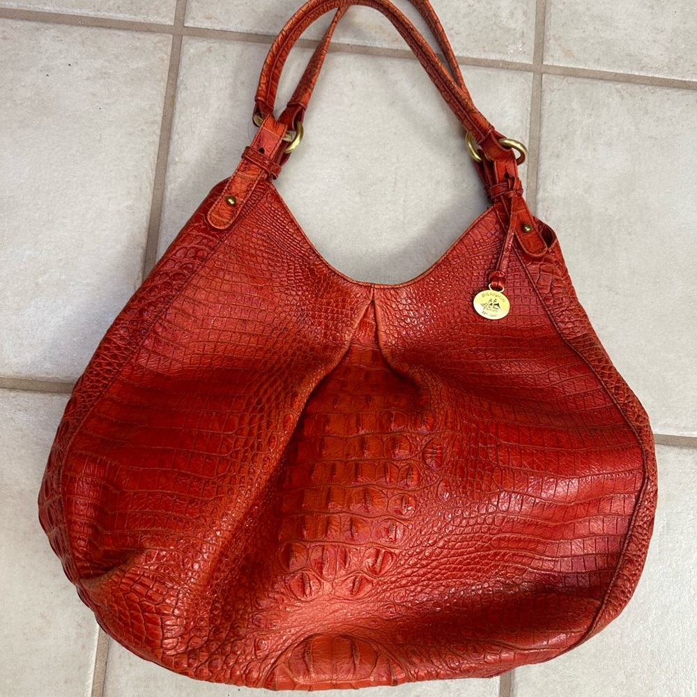 Brahmin croc leather satchel